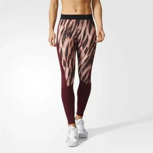 [S]Adidas Burgundy animal Print Techfit WMN Run Legging Long Tight